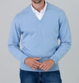 William Lockie V-Neck Lt.Blue 2-Ply Cashmere Sweater