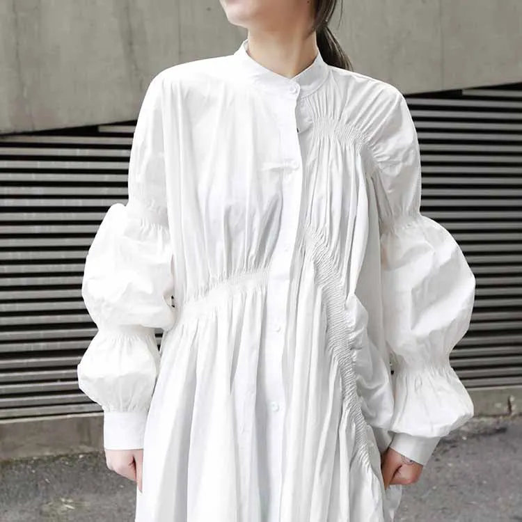 Women Puff Sleeve Dresses Mini Summer Shirt Dress Colorful Summer Dress