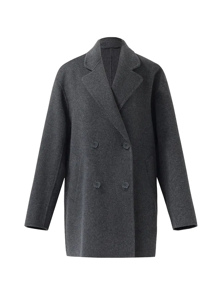 Wool Double-Breasted Women Coat