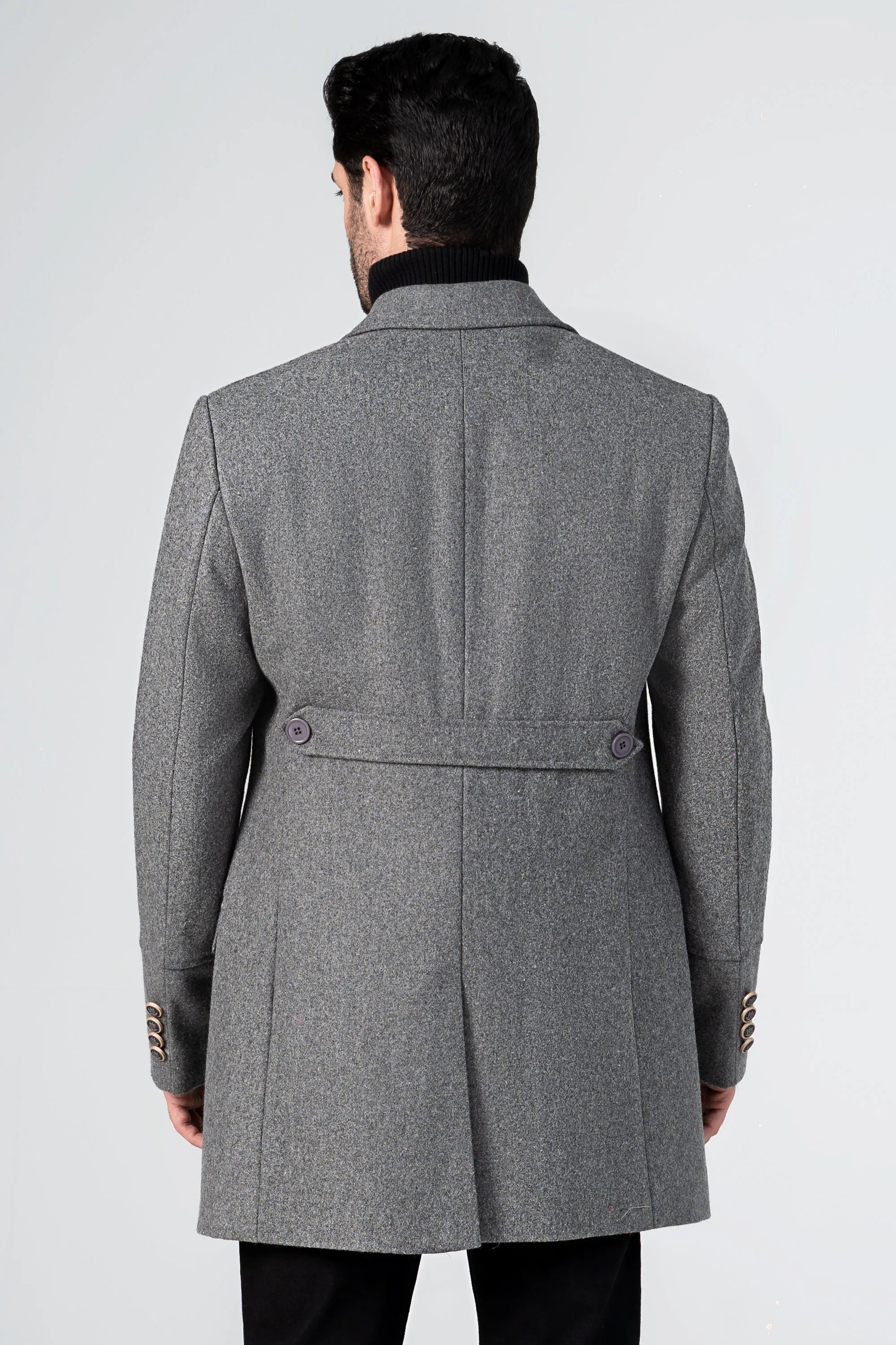 WOOLEN LONG COAT STEEL GREY