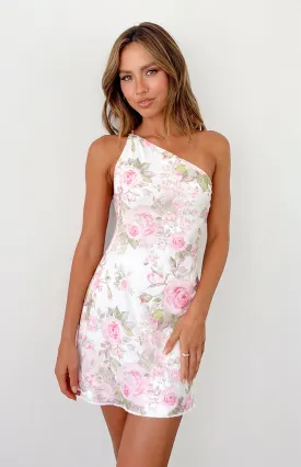 Yas One Shoulder White Floral Mini Dress